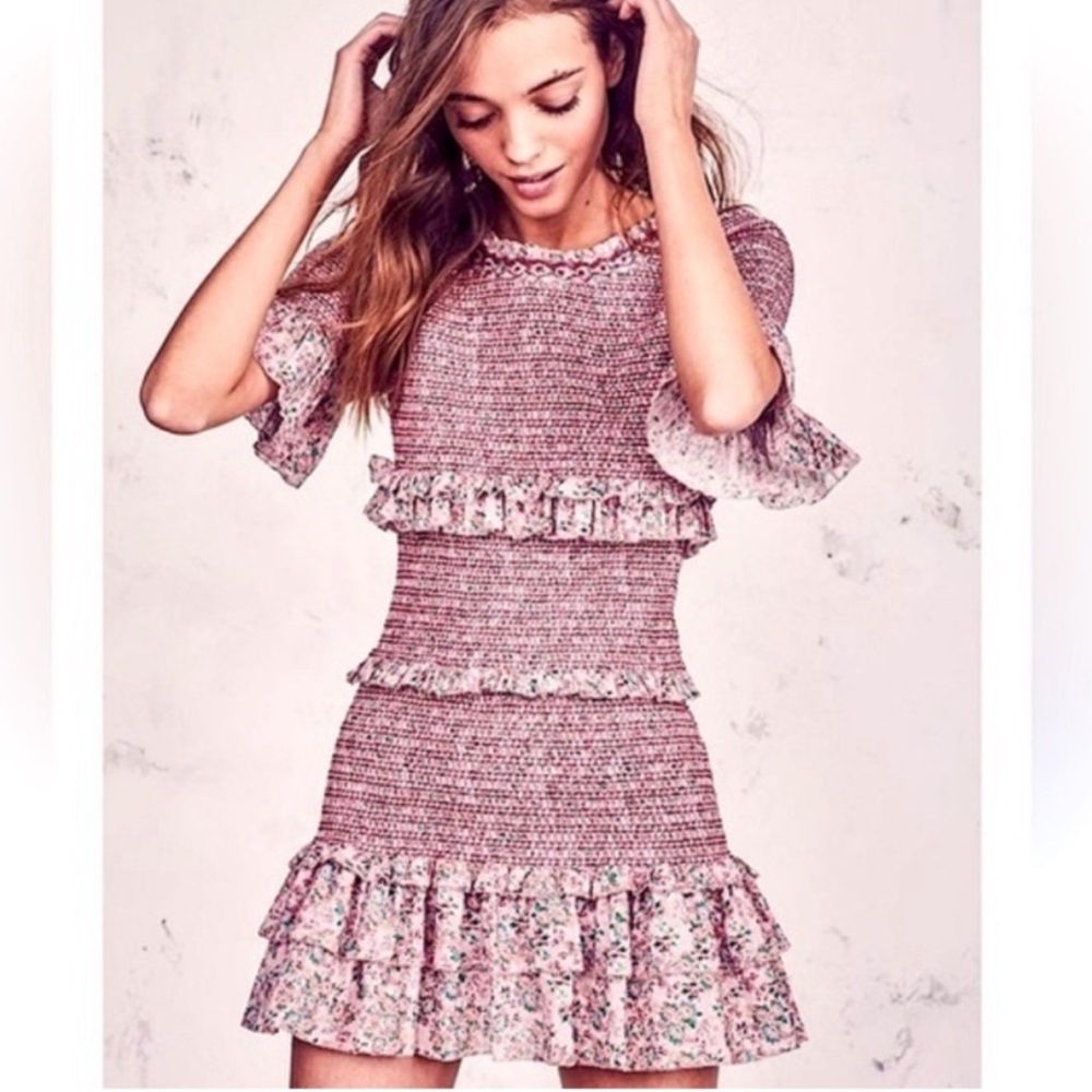 LoveShackFancy Aveline Smocked Flutter Mini Dress - Picture 6 of 13